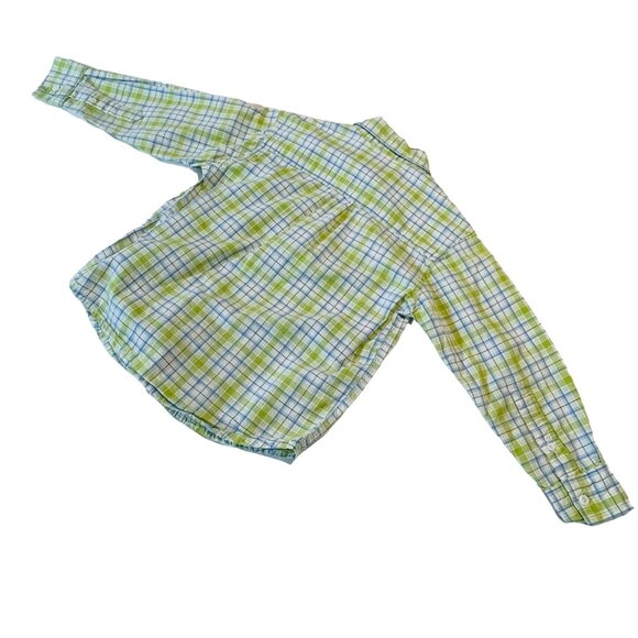 Sonoma Lifestyle Boys Plaid Long Sleeve Shirt M 5/6 100% Cotton Green & Blue - Picture 7 of 7